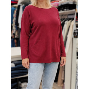 Ženski pulover J6391 bordo rdeč