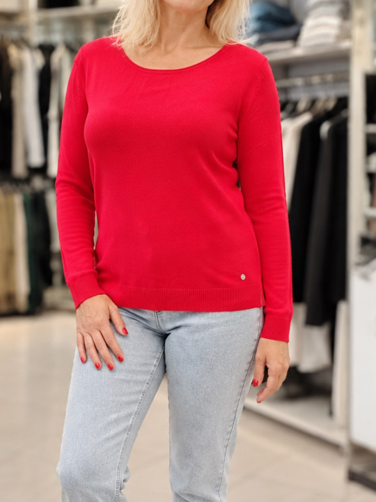 Enobarvni pulover J6408 rdeč