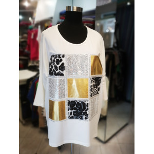 Bombažna majica za močnejše postave T50022 bela