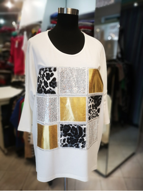 Bombažna majica za močnejše postave T50022 bela