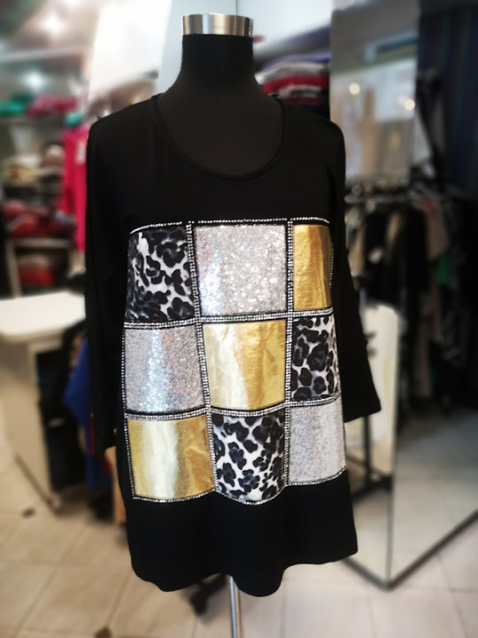 Bombažna majica za močnejše postave T50022 črna