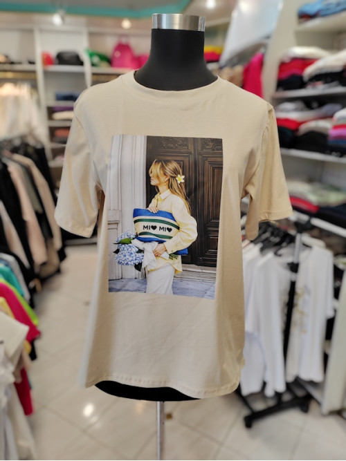 Ženska majica s kratkimi rokavi P6007 bež