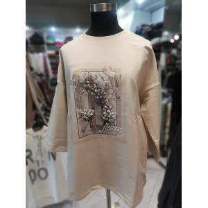 Ženska majica s 3-4 rokavi ES172 bež