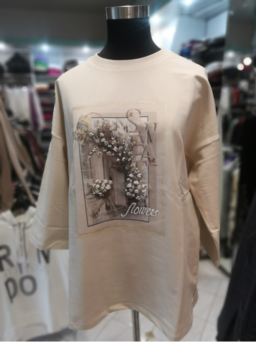 Ženska majica s 3-4 rokavi ES172 bež