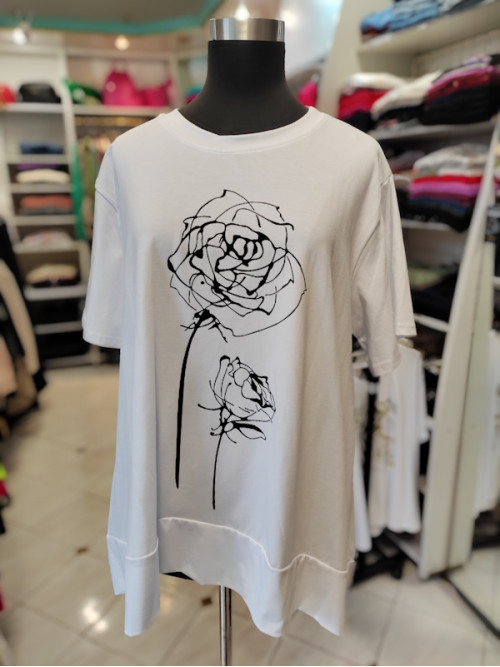 Bombažna majica za močnejše postave P6016 bela