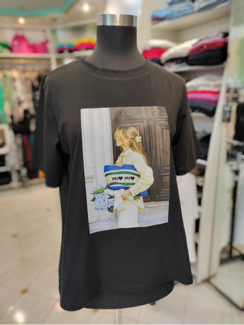 Ženska majica s kratkimi rokavi P6007 črna