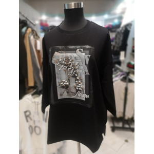 Ženska majica s 3-4 rokavi ES172 črna