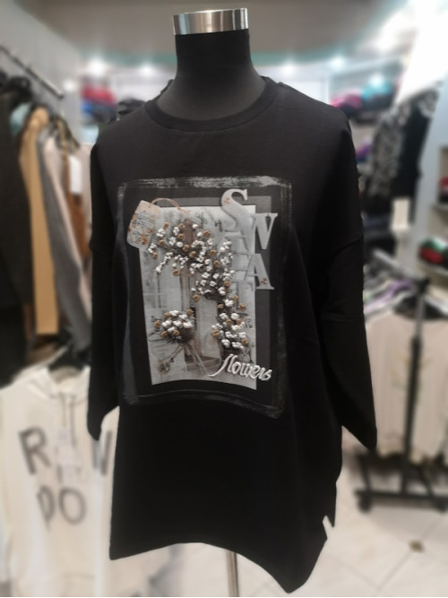 Ženska majica s 3-4 rokavi ES172 črna