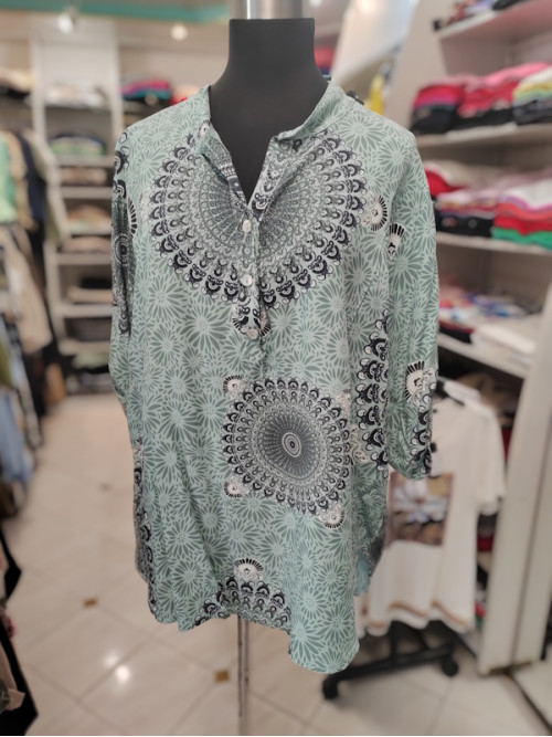 Daljša viskozna bluza P6209 turkizna