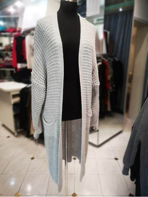 Ženska dolga jopa J5068 svetlo siva