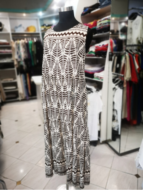 Dolga viskozna obleka S52133 rjava
