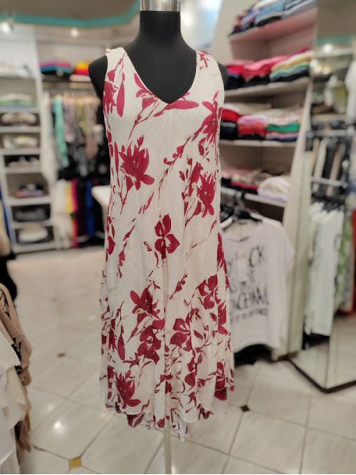Elegantna poletna obleka P6150 rdeča