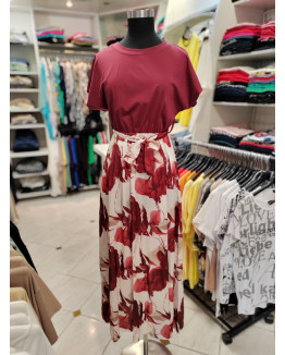 Ženska dolga obleka P6185 bordo rdeča