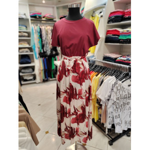Ženska dolga obleka P6185 bordo rdeča