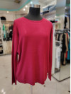 Enobarvni pulover J6408 bordo rdeč