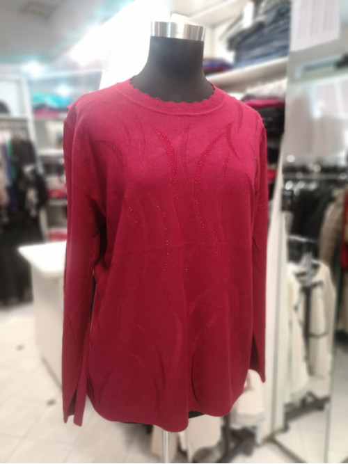 Klasični ženski pulover J5070 rdeč