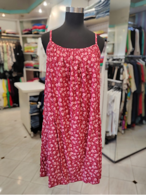 Viskozna poletna obleka P6323 rdeča