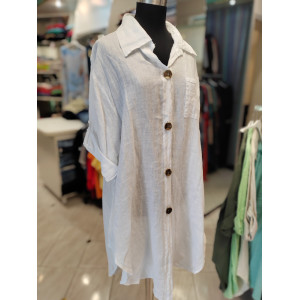 Lanena srajca P6116 bela