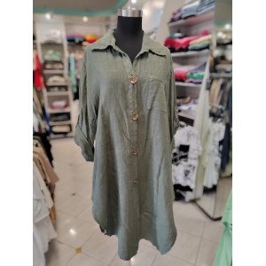 Lanena srajca P6116 olivno zelena