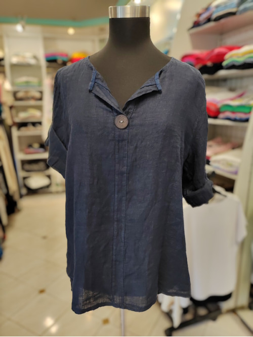 Lanena majica P6166 temno modra Lanena majica P6166 temno modra