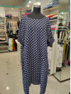 Lanena obleka P6316 modra