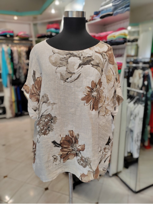 Lanena majica P6190 bež
