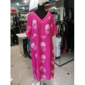 Lanena obleka S5205 roza