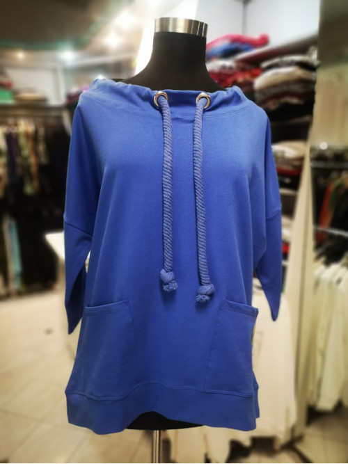 Ženska majica s 3-4 rokavi T4049 modra