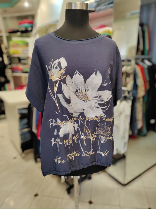 Ženska majica s kratkimi rokavi P6182 modra