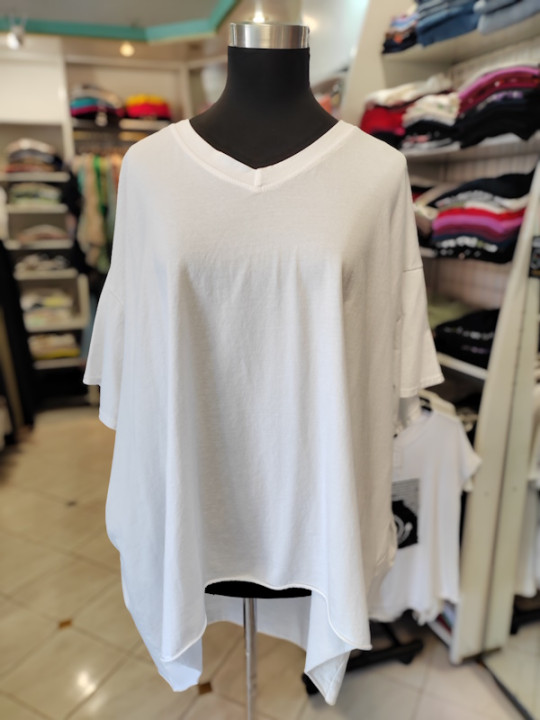 Bombažna majica za močnejše postave P6043 bela