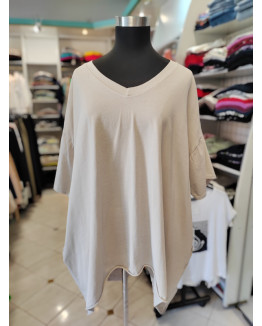 Bombažna majica za močnejše postave P6043 bež