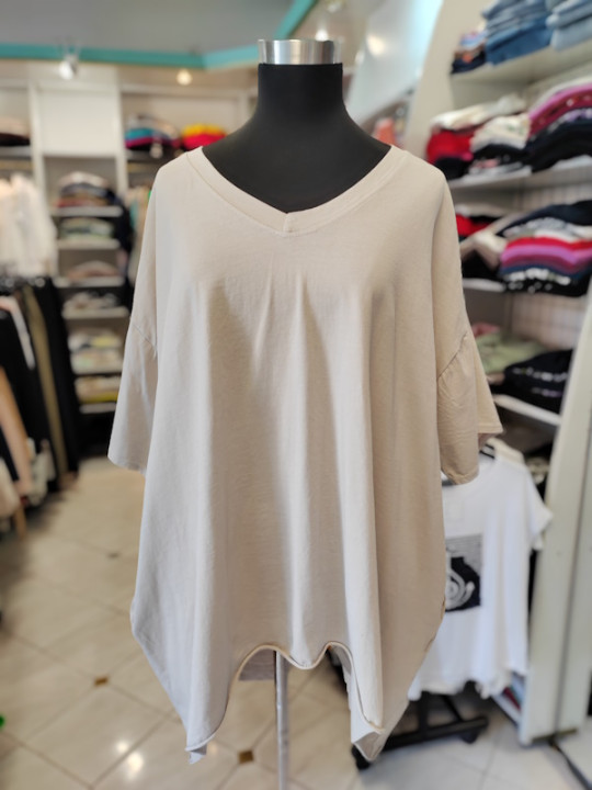 Bombažna majica za močnejše postave P6043 bež