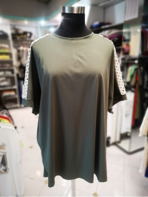 Ženska majica s kratkimi rokavi S5023 olivno zelena