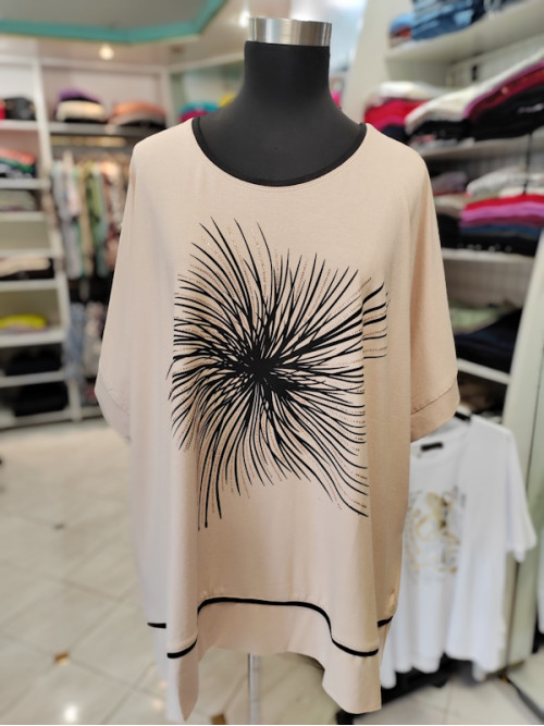 Ženska majica za močnejše postave T6018 bež