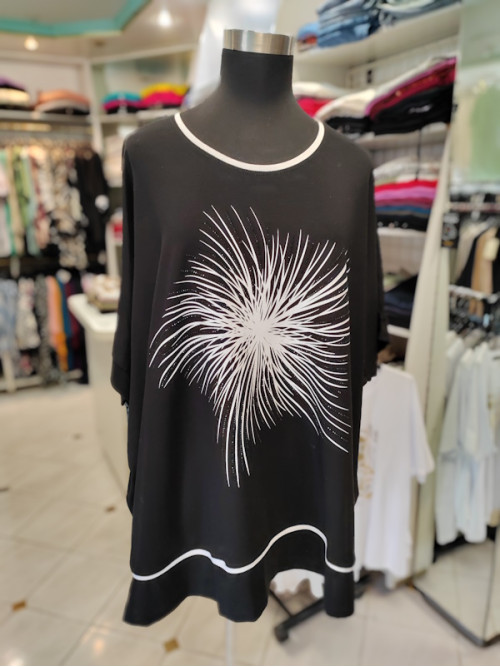 Ženska majica za močnejše postave T6018 črna