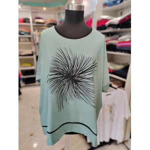 Ženska majica za močnejše postave T6018 turkizna