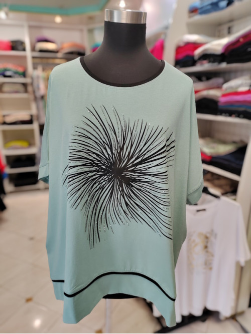 Ženska majica za močnejše postave T6018 turkizna