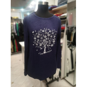 Ženska majica z dolgimi rokavi J5002 modra