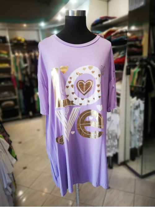 Ženska majica/tunika s kratkimi rokavi S5035 vijolična