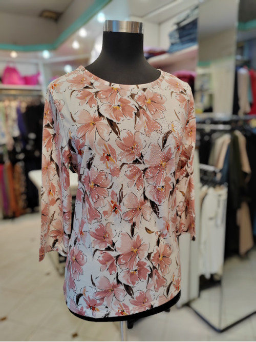 Ženska majica s 3-4 rokavi J5132 roza