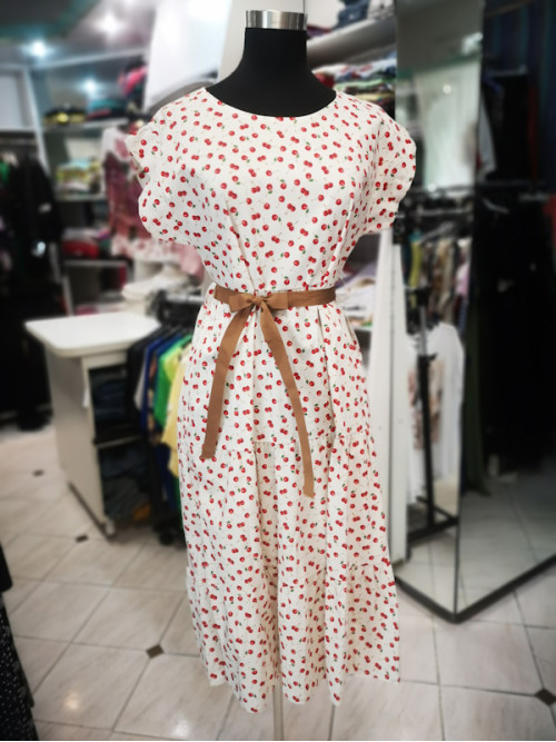 Poletna obleka S5133 češnje