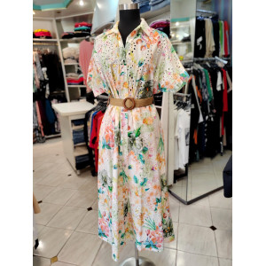 Bombažna obleka P6058 zelena