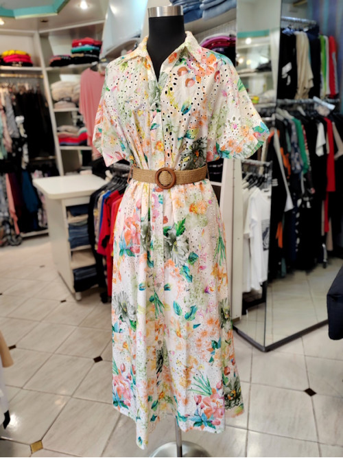 Bombažna obleka P6058 zelena