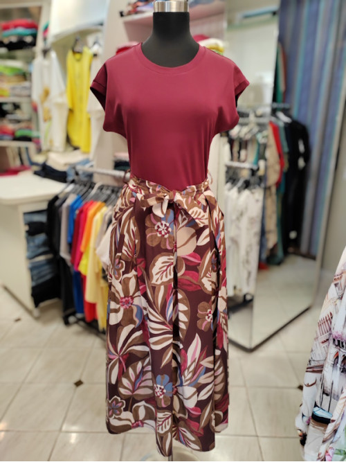 Ženska dolga obleka P6184 bordo rdeča