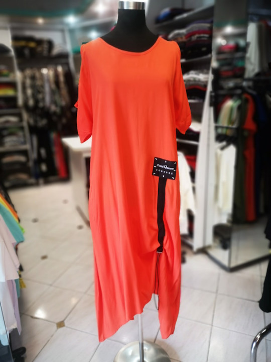 Ženska modna obleka T5064 oranžna