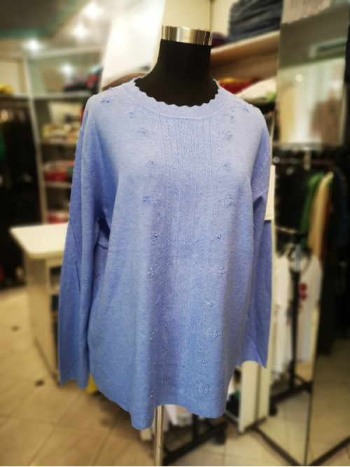 Ženski pulover J5025 svetlo moder