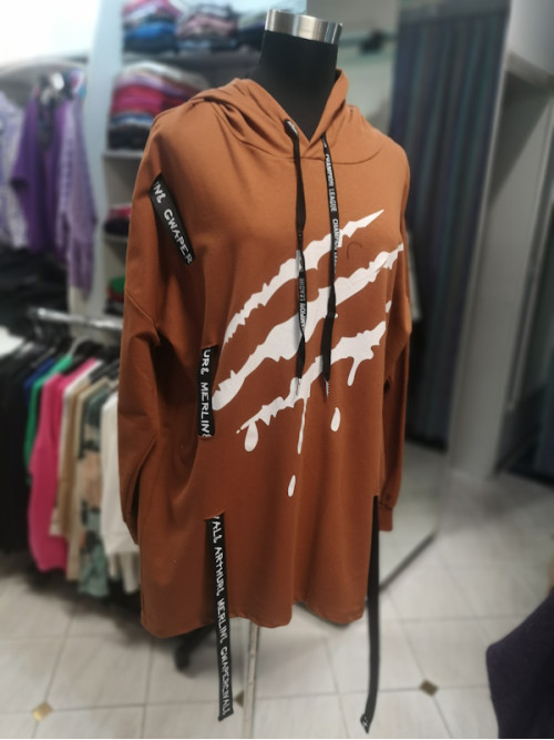 Tanek ženski pulover ES098 rjav