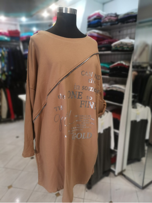 Rjava tunika za močnejše postave ES072