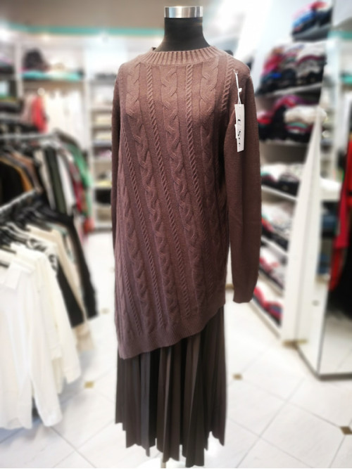 Ženska obleka Z4019 rjava