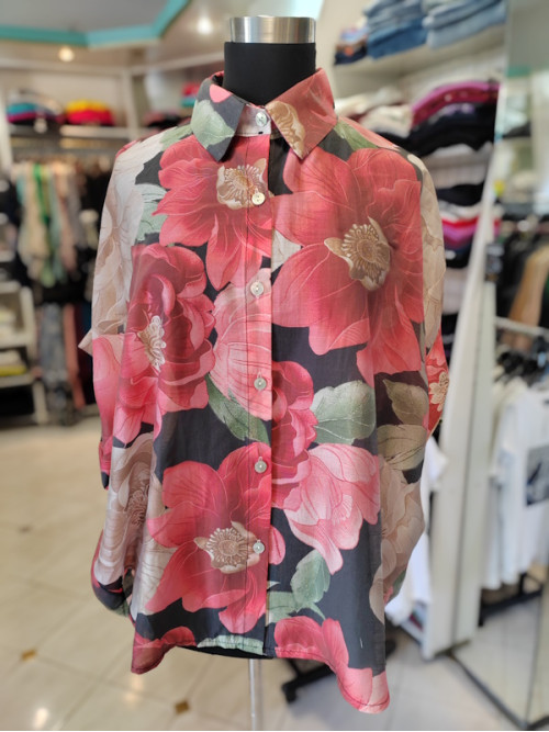 Ženska srajca P6041 rdeča